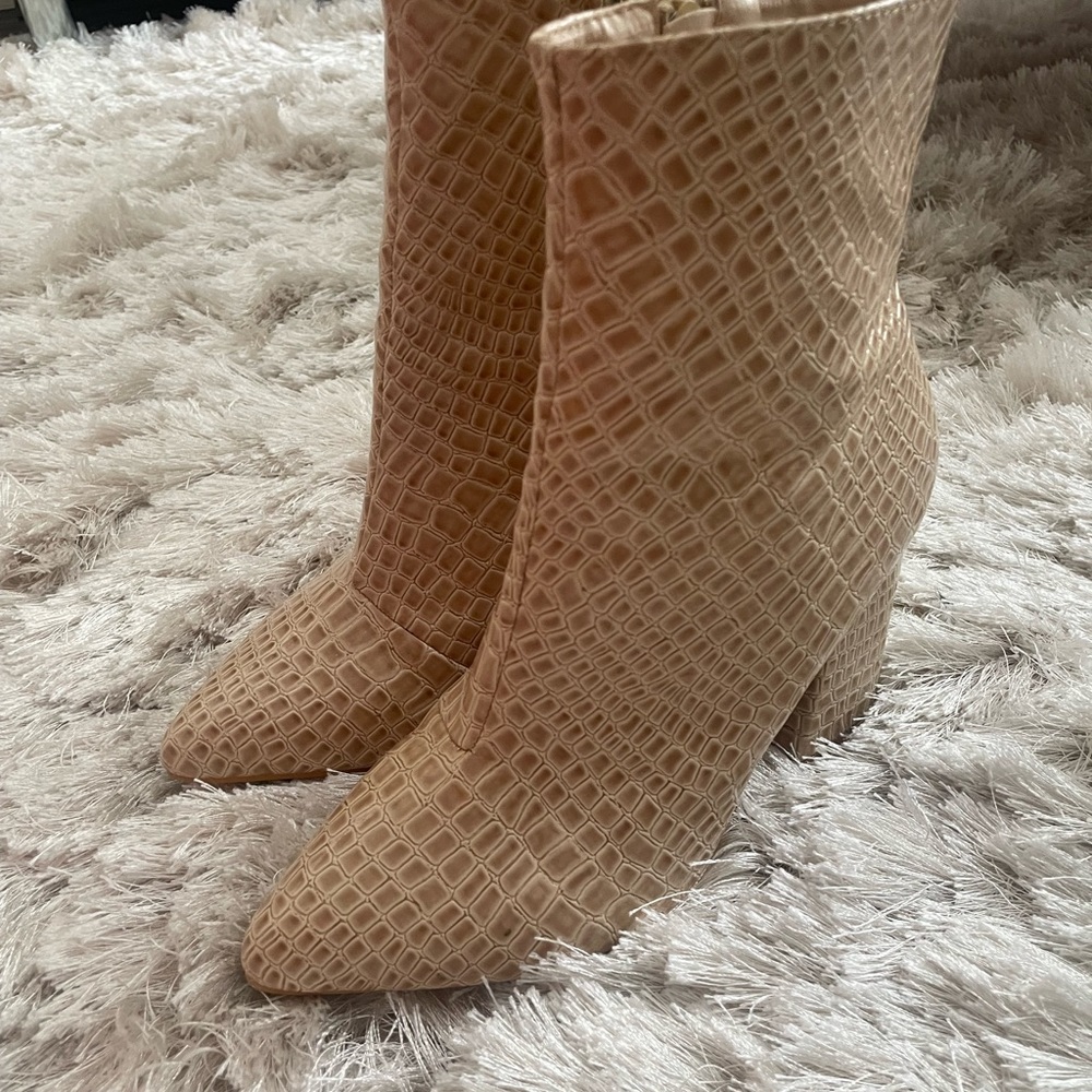 Boohoo Snake Skin Heeled Boot